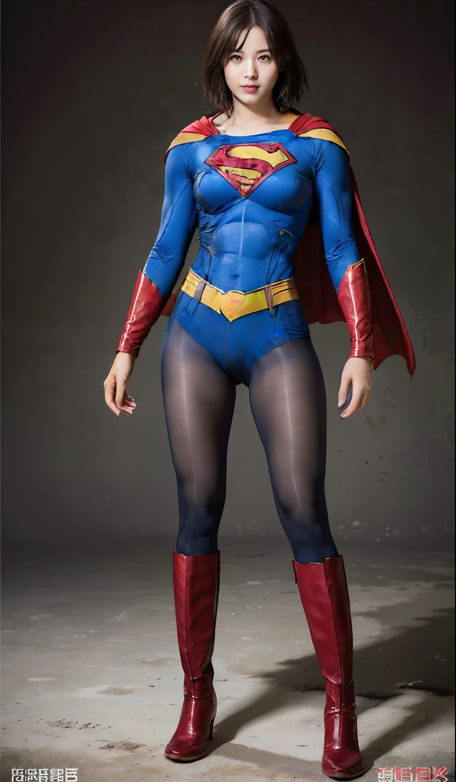 No background、(((Beautiful legs in black tights.)))、(((Legally express the beauty of your smile)))、((((Make the most of your original images)))、(((Body-fitting Supergirl costume)))、(((Supergirl Costume)))、(((Short beautiful hair)))、(((suffering)))、(((Please wear black tights....、Wear red boots)))、((Best image quality、8k))、((highest quality、8k、masterpiece:1.3))、(((Preserve background )))、Sharp focus:1.2、Beautiful woman with perfect figure:1.4、Slim Abs:1.2、Wet body:1.5、Highly detailed face and skin texture、8k