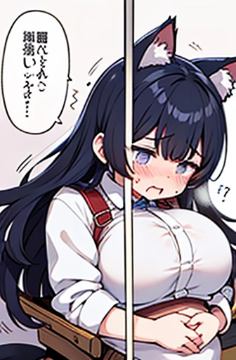 Have cat ears、work、Looks very painful、Small face、、masterpiece、Very embarrassed look、Big Breasts、Very impatient、Trembling、Sweating、Are pregnant、No text、Being restrained、disease、abdomen、No exposure、No words