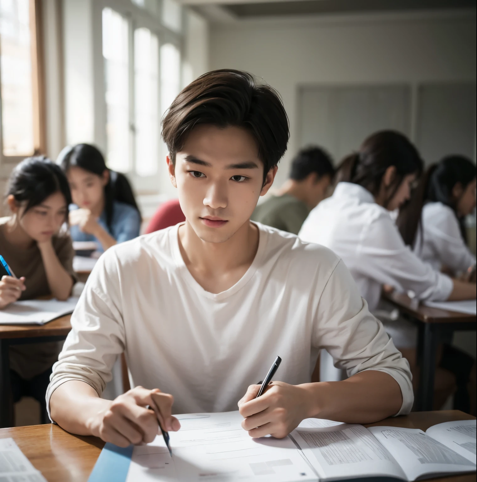 1 man is doing homework