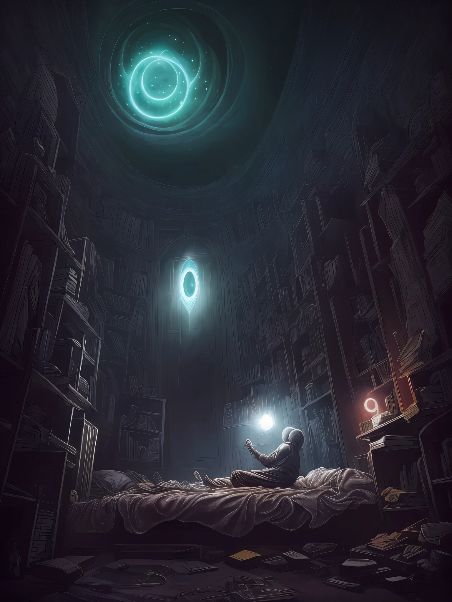 buraco no teto, with an intense light coming from an alien ship