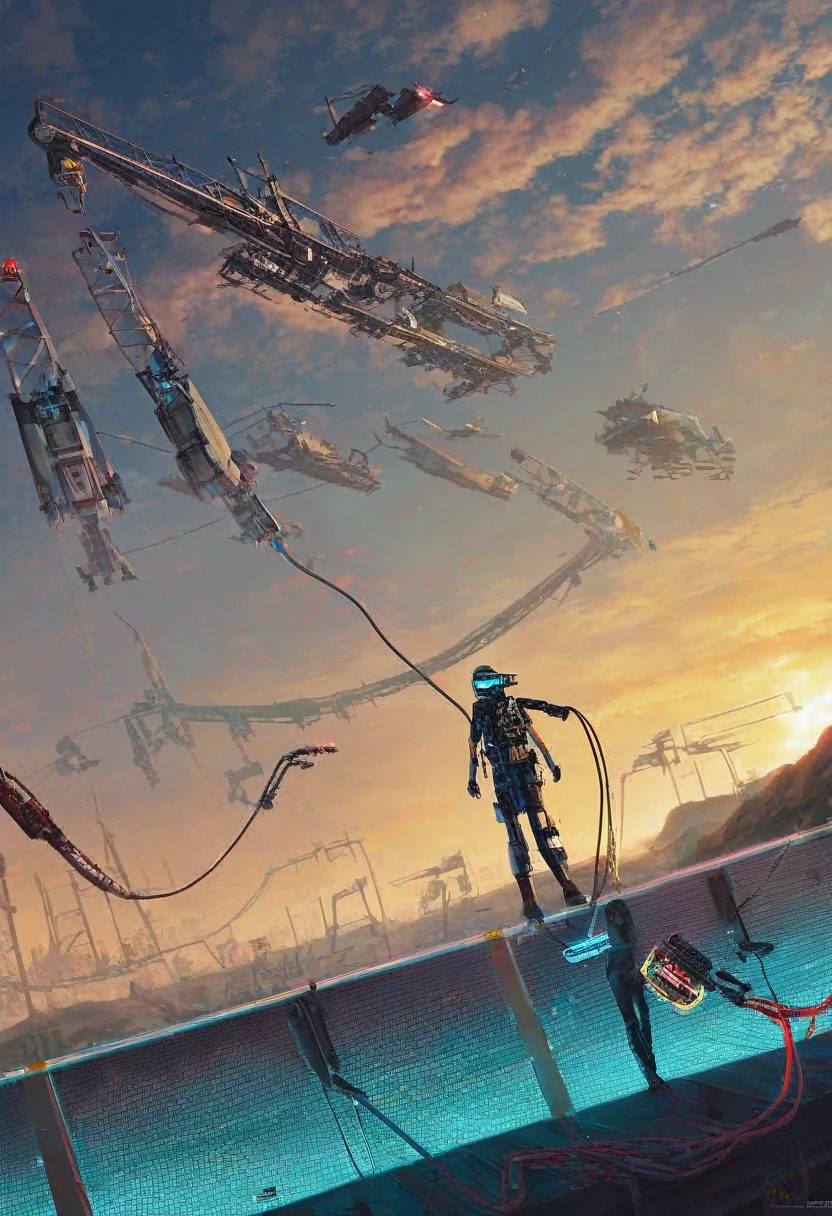 Fraction_9, Fraction_8_up, Fraction_7_up, ((First-person perspective)), Landscape photos, TRON, Heaven, rise, 神Light, Light, Kaneko, Sky, advertise, Underwater, alien, rich and colorful, ((Zzislaw Beksinski)),translucent,transparent,Riel Mech, Mechanical Parts, cable, electric wire, mechanical, joint, Tights