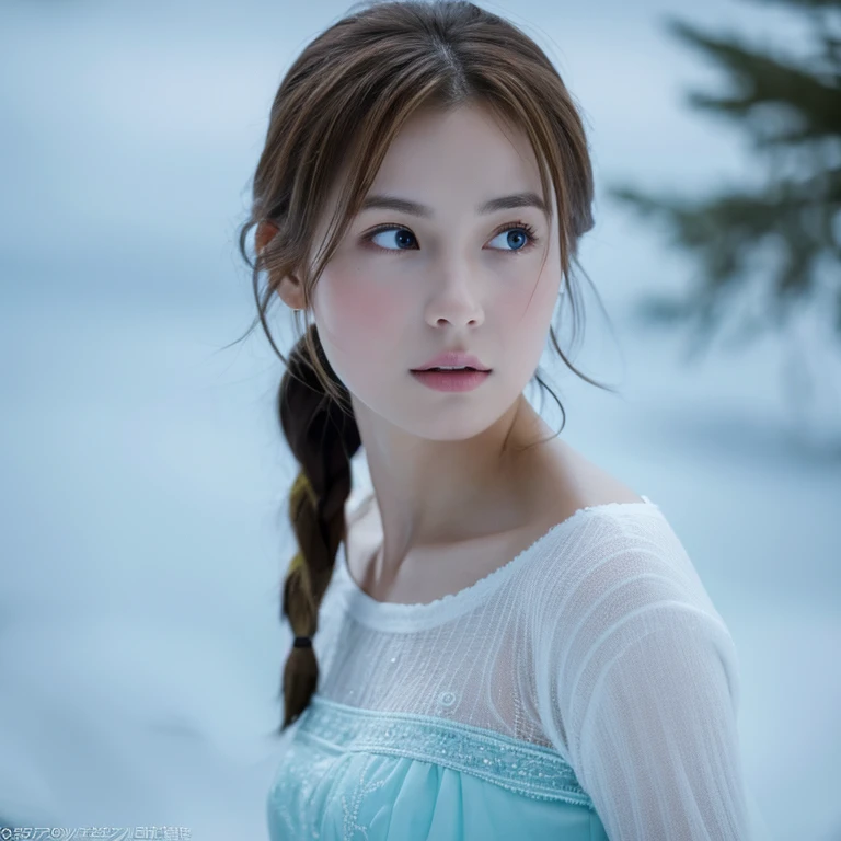 (best quality, masterpiece), 1girl, upper body, looking at the viewer, frozen, Elsa, white background