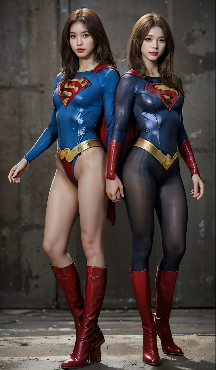 No background、(((Beautiful legs in black tights.)))、(((Legally express the beauty of your smile)))、((((Make the most of your original images)))、(((Body-fitting Supergirl costume)))、(((Supergirl Costume)))、(((Short beautiful hair)))、(((suffering)))、(((Please wear black tights....、Wear red boots)))、((Best image quality、8k))、((highest quality、8k、masterpiece:1.3))、(((Preserve background )))、Sharp focus:1.2、Beautiful woman with perfect figure:1.4、Slim Abs:1.2、Wet body:1.5、Highly detailed face and skin texture、8k