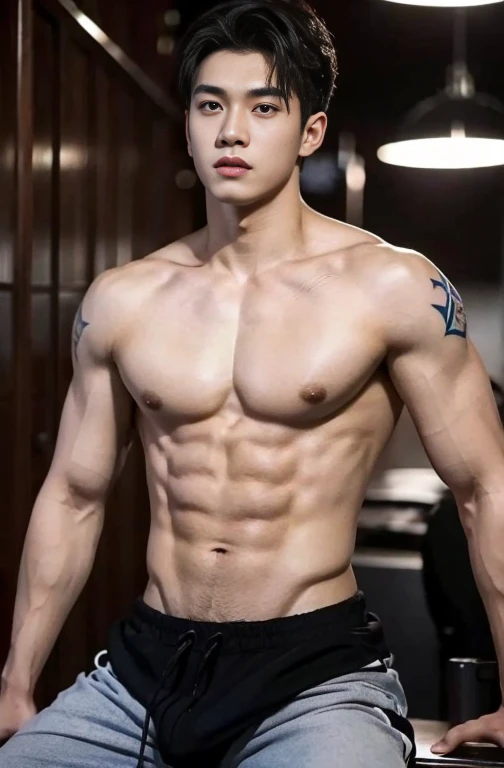 2 young handsome chinese guys,20-22 years old,super realistic, super detailed, human skin, mess curly hair, erotic police officers,Interpol,manly Police,perfect studio light, Handsome,musculous,strong sport body, lean muscles,big chest abs, hairy bodies,handcuff, sexy police(Fine eye 1:3),Black eyes,full bodyesbian, full body tattoo, tattoo chest, tattoo hands, tattoo arms, tattoo back, muscles, Inspired by Bian Shoumin, Inspired by Xiao Yuncong, yihao ren, yanjun cheng, jinyiwei, inspired by Huang Gongwang, xintong chen, naked body, big chest abs, bare butts, nice juicy butts, long big dick masturbate , correct dick shape, sexy, open legs, luxury super car show room background,