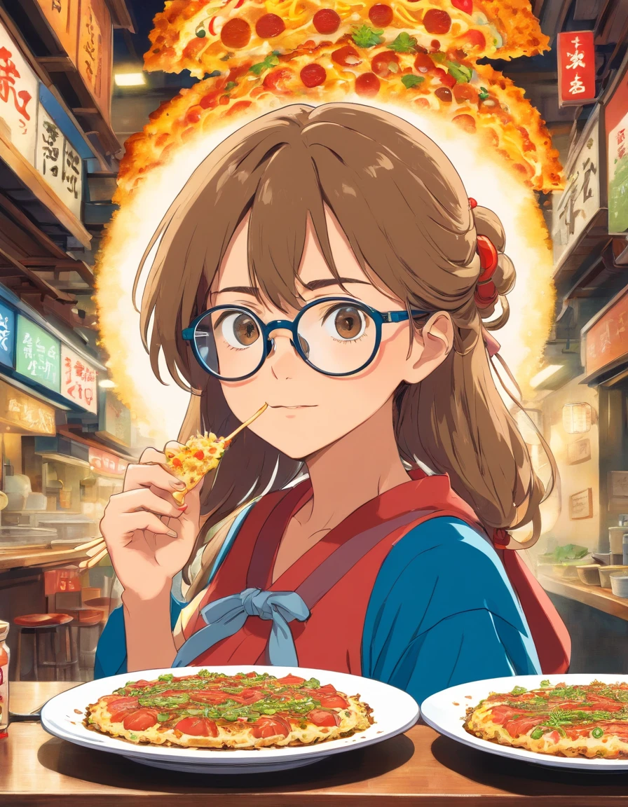 Okonomiyaki　woman　Glasses