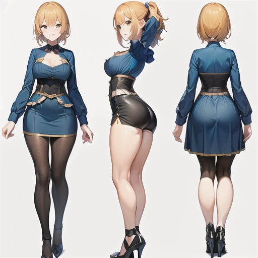 Original character sheet, Pose reference,In one pose. 8k,high quality, High resolution, 4K, hd,(Well designed face), Great face, (Very detailed), Beautiful Eyes, All images must be full body, A total of 3 images are required, Front view, Use manga style, All photos must be of the same girl, All sizes required,Office Lady,suit,8k,high quality, High resolution, 4K, hd,(Well designed face), Great face, (Very detailed), Beautiful Eyes, All images must be full body,,Thick thighs, You must write the whole body, You must write the whole body,