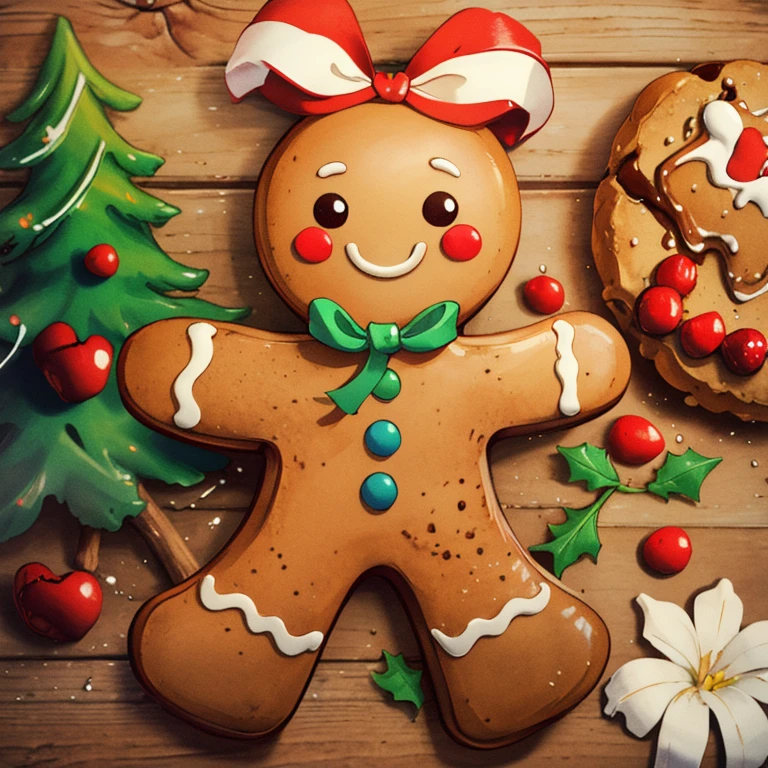 ((masterpiece,best quality)), absurd, gingerbread_man, food, cookie, food focus, No humans,  Solitary, Smile,