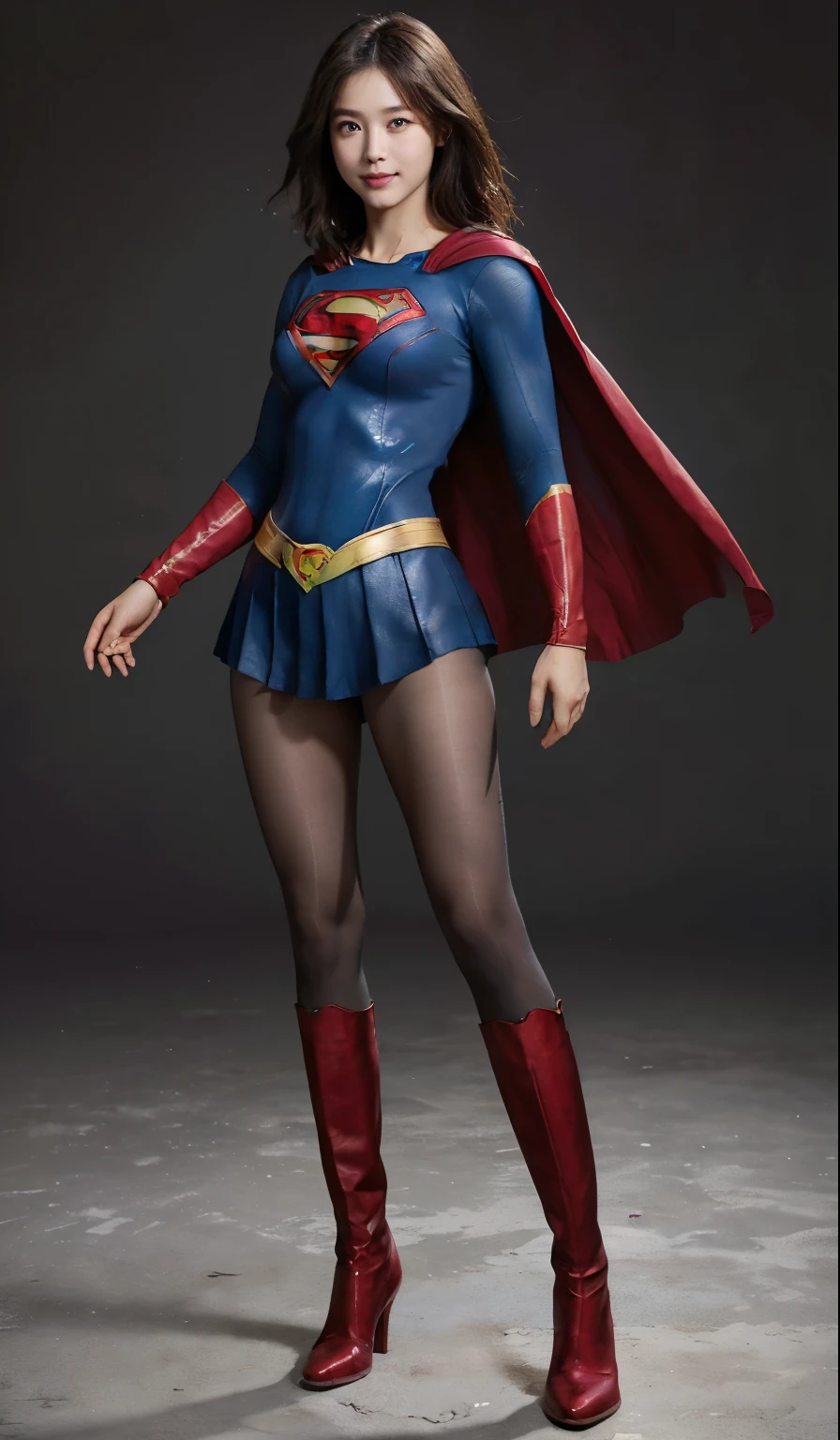 No background、(((Beautiful legs in black tights.)))、(((Legally express the beauty of your smile)))、((((Make the most of your original images)))、(((Supergirl Costume)))、(((Beautiful short bob hair)))、(((suffering)))、(((Please wear black tights....、Wear red boots)))、((Best image quality、8k))、((highest quality、8k、masterpiece:1.3))、(((Preserve background )))、Sharp focus:1.2、Beautiful woman with perfect figure:1.4、Slim Abs:1.2、Wet body:1.5、Highly detailed face and skin texture、8k