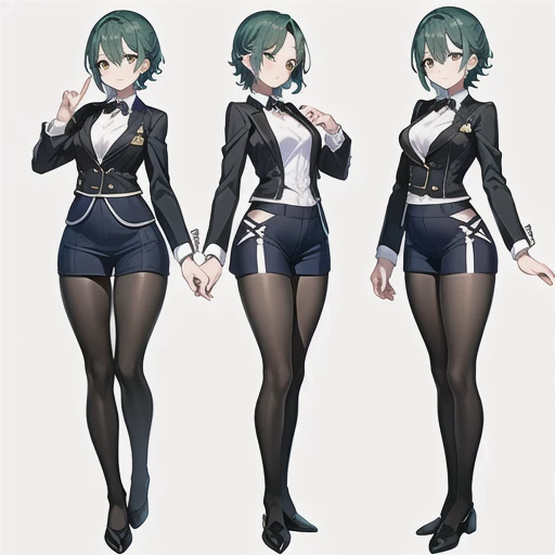 Original character sheet, short hair,Pose reference,In one pose. 8k,high quality, High resolution, 4K, hd,(Well designed face), Great face, (Very detailed), Beautiful Eyes, All images must be full body, A total of 3 images are required, Front view, Use manga style, All photos must be of the same girl, All sizes required,Office Lady,suit,8k,high quality, High resolution, 4K, hd,(Well designed face), Great face, (Very detailed), Beautiful Eyes, All images must be full body,,Thick thighs, You must write the whole body, You must write the whole body,