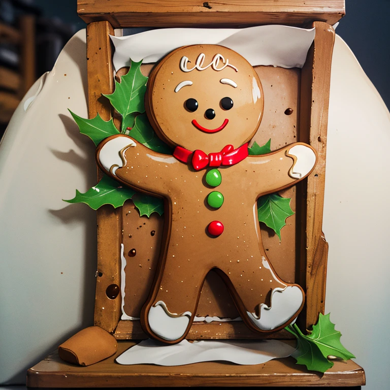 (masterpiece,best quality)), absurd, gingerbread_man, food, cookie, food focus, No humans, Solitary,running