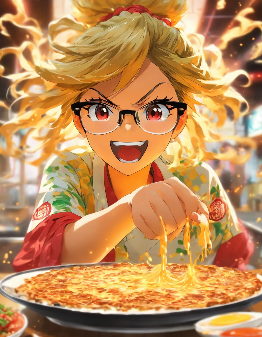 Okonomiyaki　Glasses　woman　