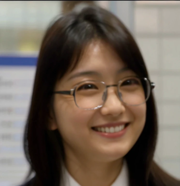 Japanese women, Age 25。Wearing glasses、Long Hair、Show smile