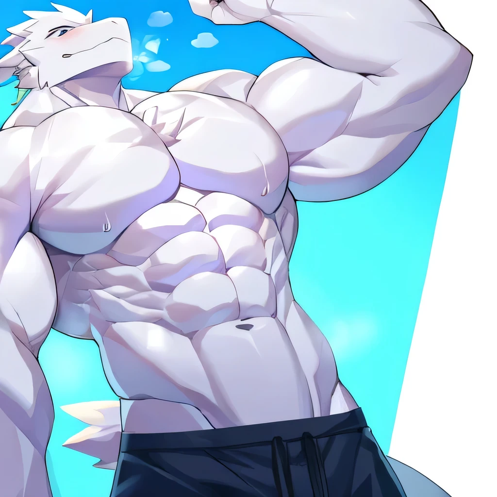 There is only one person,hairy pubic,Human biology,Male white wolf,grey fur,Gray tail,White ear bleeding-blue-green eyes,Muscle tissue,male people,(The furry feeling of animal ears),Sexy bulge,Intimate parts,hot spring,snowfield,crystal limbs, element,water elemental,Transparent swimming trunklue-pink highlights,Sakura petals,cherry blossom tattoo
