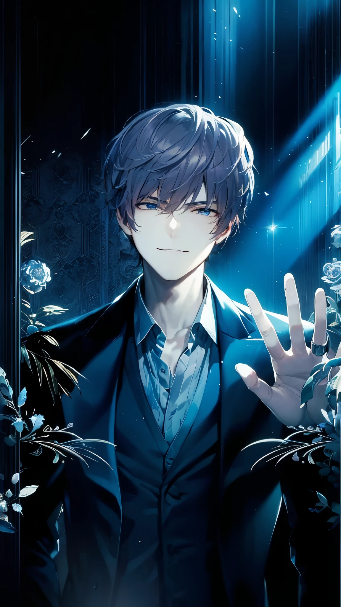 a handsome guy、Serious expression、Cool and beautiful face、Highly Detailed CG Unity 8K Wallpaper, (super masterpiece, Beautiful person, well detailed face polluted smile, It's photorealistic, Hyperrealistic)Cool and handsome face