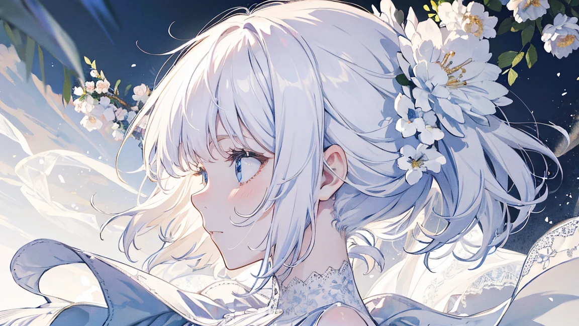 White Dress Lots of flowers profile cute