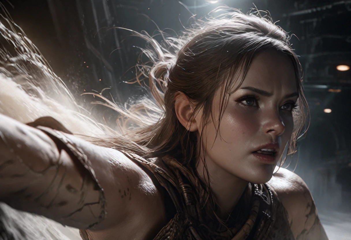 a primitive cannibal woman, stalking the halls of a space ship, hunting an astronaut, extremely detailed face and body, intricate details, realistic, cinematic lighting, dramatic atmosphere, dark sci-fi, moody lighting, volumetric fog, dynamic pose, photoreal, 8K, (best quality,4k,8k,highres,masterpiece:1.2),ultra-detailed,(realistic,photorealistic,photo-realistic:1.37)
Waiting to start 

