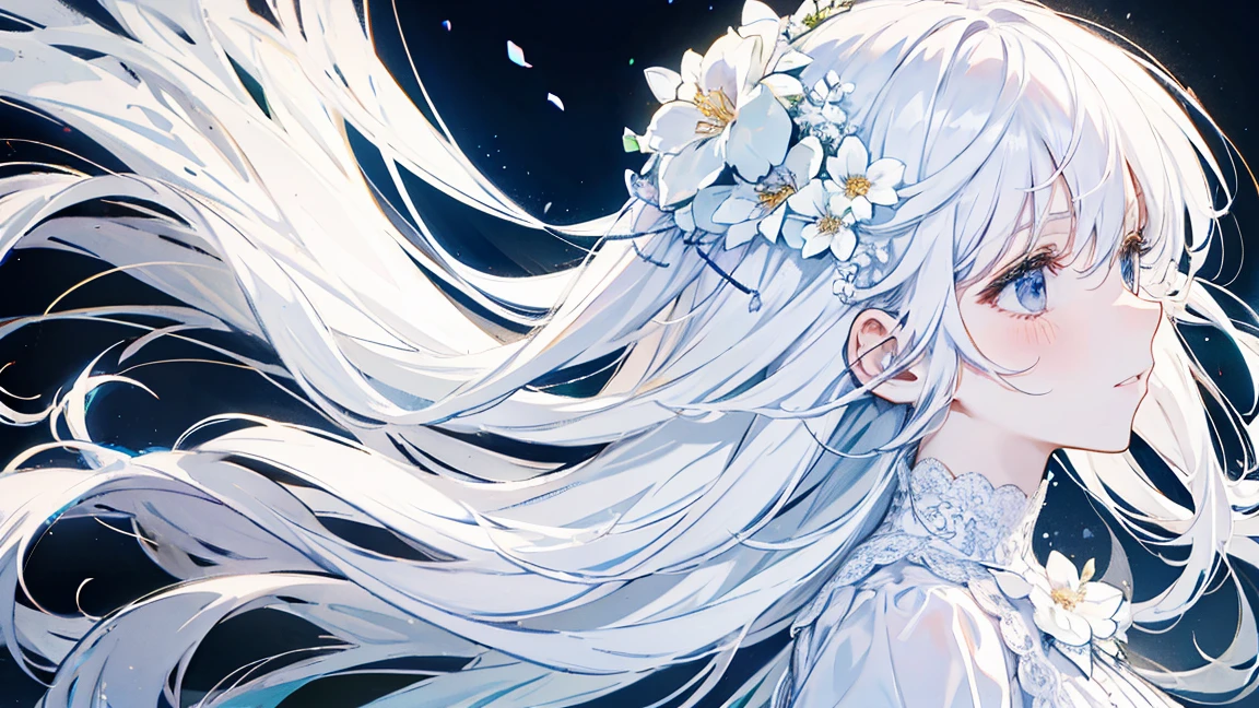 White Dress Lots of flowers profile cute