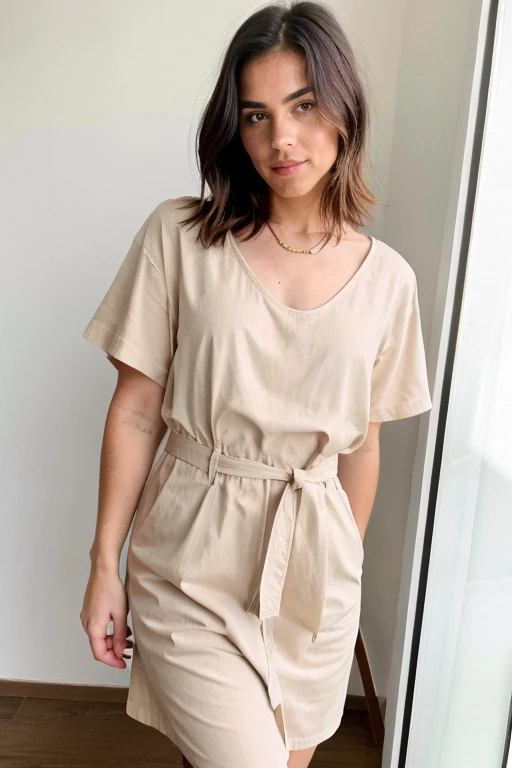 ((best quality)), a girl in casual dress with long lob cut