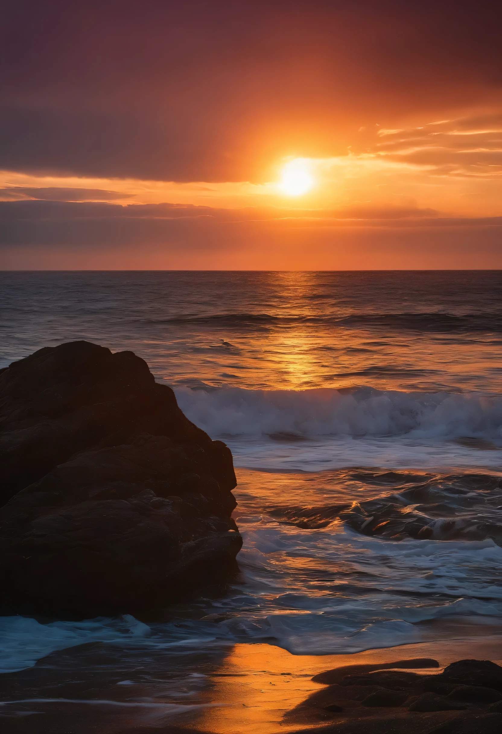 A huge sunset over the ocean