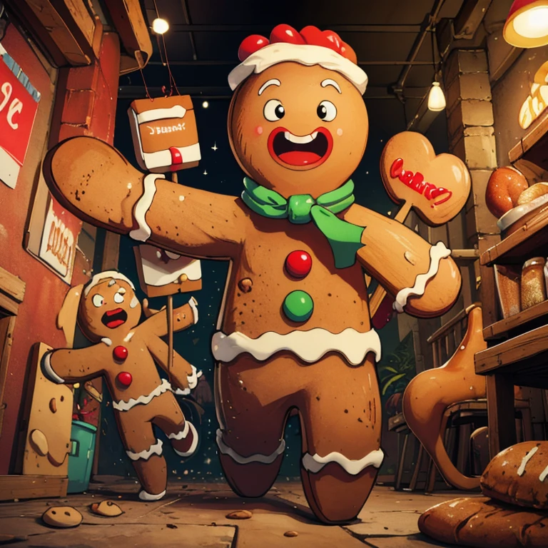 masterpiece,best quality)), absurd, gingerbread_man, food, cookie,,running