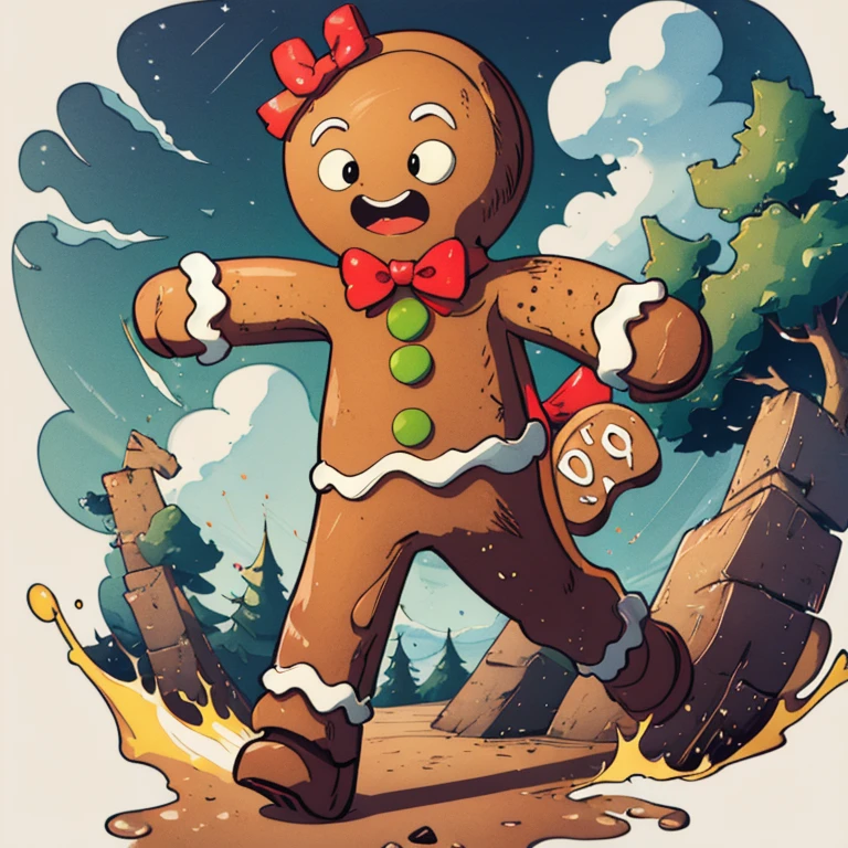 masterpiece,best quality)), absurd, gingerbread_man, food, cookie,,running