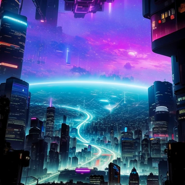 A technological  futuristic techno fantasy metroplois, cyberpunk streets, beautiful, view on the street focus, hyper modern architecture, sky with cosmos, 4k , uhd, photorealistic:1.4, masterpiece, ((at night, on the streets point of view)), ultra beautiful  colours , beautiful  atmosphere, vibrant colors