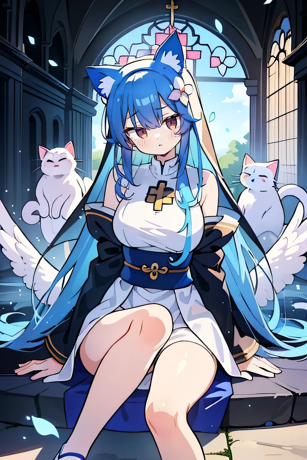 Ultra HD、(masterpiece)、[3Dimage:1.15],Attractive eyes、The smile is very cute、[[Fine grain、Colorful eyes、Shining Eyes:1.15]]、Blue Hair、skirt,Best Anime 4K Konachan Wallpaper, Anime Style 4k,Anime Moe Art Style、Cowboy Shot,8Ｋimage、(highest quality:1.2)、(Facial details:1.2)、masterpiece、Ultra-precision、Best image quality, blush, highest quality, Perfect lighting, One Girl, skirt, Middle Breath、15 years old、Shapely large breasts、The right eye is hidden by hair、smile、((Fully exposed cleavage))、(((Browsing Caution:1.32))),,,(Very short hair),(whole body,(Change A:1.3),(SF),whole body,(cute), (cute girl), (high school girl), Long Hair,, Magical girl,
city, storm, Many layers, Bahamut, final battle, universe, eternally, meteor,
Cinema Lighting, Written boundary depth, vapor, Detailed light, Dynamic Angle,
Detailed Description, Very detailed, Very detailed, Best Shadow,
Jumping, running, Combat Stance, Multiple arrows flying in the same direction,Platinum Blonde、Bright Blue Eyes,((The clothes are in tatters))、
Attack Combat Mode, holding Magical girlの杖, gripping Magical girlの杖, A giant magic circle floating in the air,
floating, debris, Dust, Shi Feng, ice effect, Flare Array, Magical girlの杖,