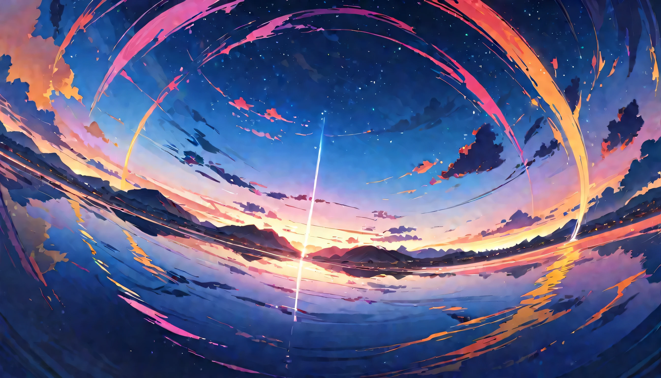 official art, unified 8k wallpaper, Super detailed, masterpiece, best picture quality,super wide angle,night,the salt lake,The water is like a mirror,reflecting the sky。look up to the sky,beautiful sky,Dynamic angle, grace, bright colors,