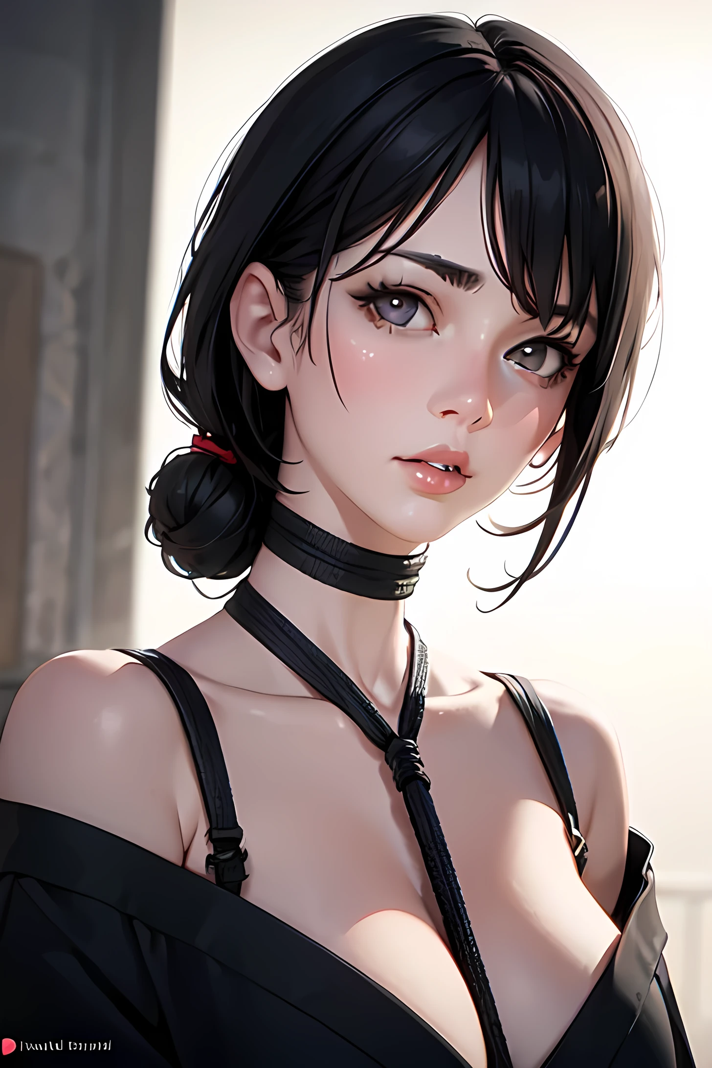 Beautiful woman, A unique combination of realistic and abstract elements, 4k digital art, Japanese Girls, Photorealistic, Detailed skin, Detailed lips, Fine eyebrows, The pupils shine, Depth of written boundary, Accurate, Super detailed, 最high quality, High resolution, Anatomically correct, Textured skin, Attention to detail, high quality, 1girl, solo, rope, black hair, bdsm, bondage