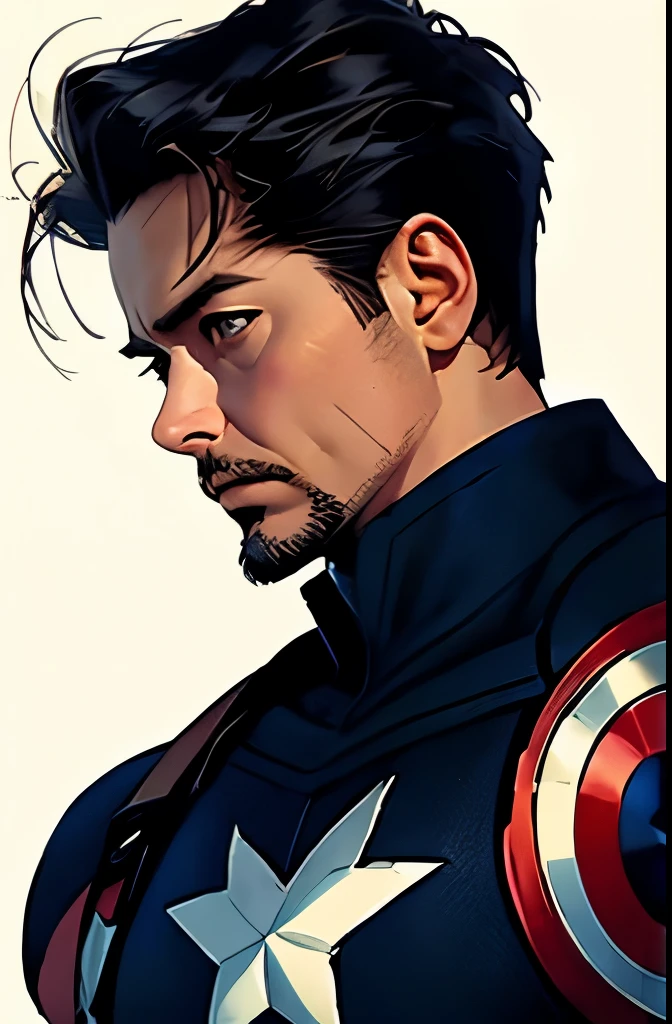 Twenty year old Tony Stark, captain america clothes, Young face, High quality