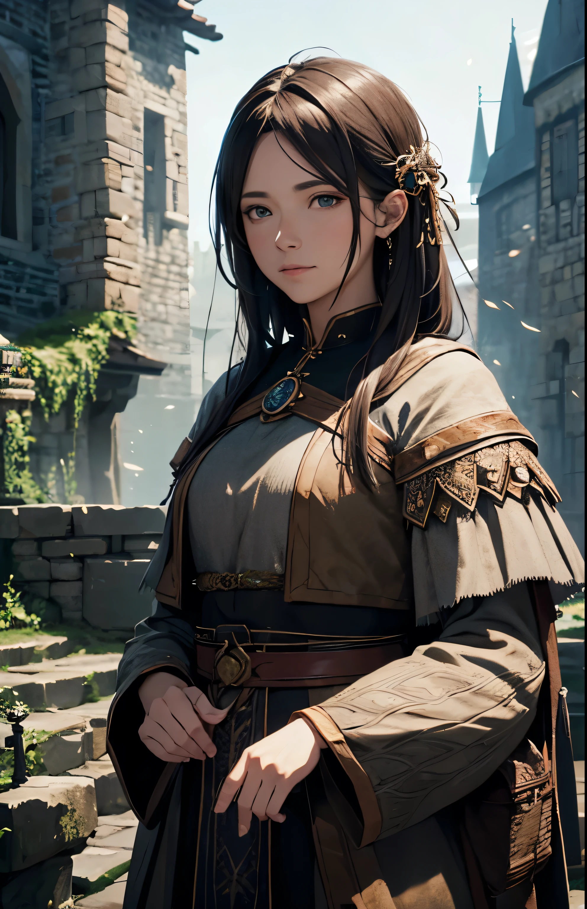 Village elder, human, fantasy, medieval, detailed, cineatic lights, hd, ultra hd , lights particles