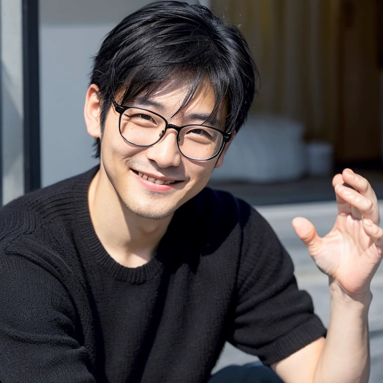Asian Guy, Black Hair, Handsome, Smiling, Eyeglasses