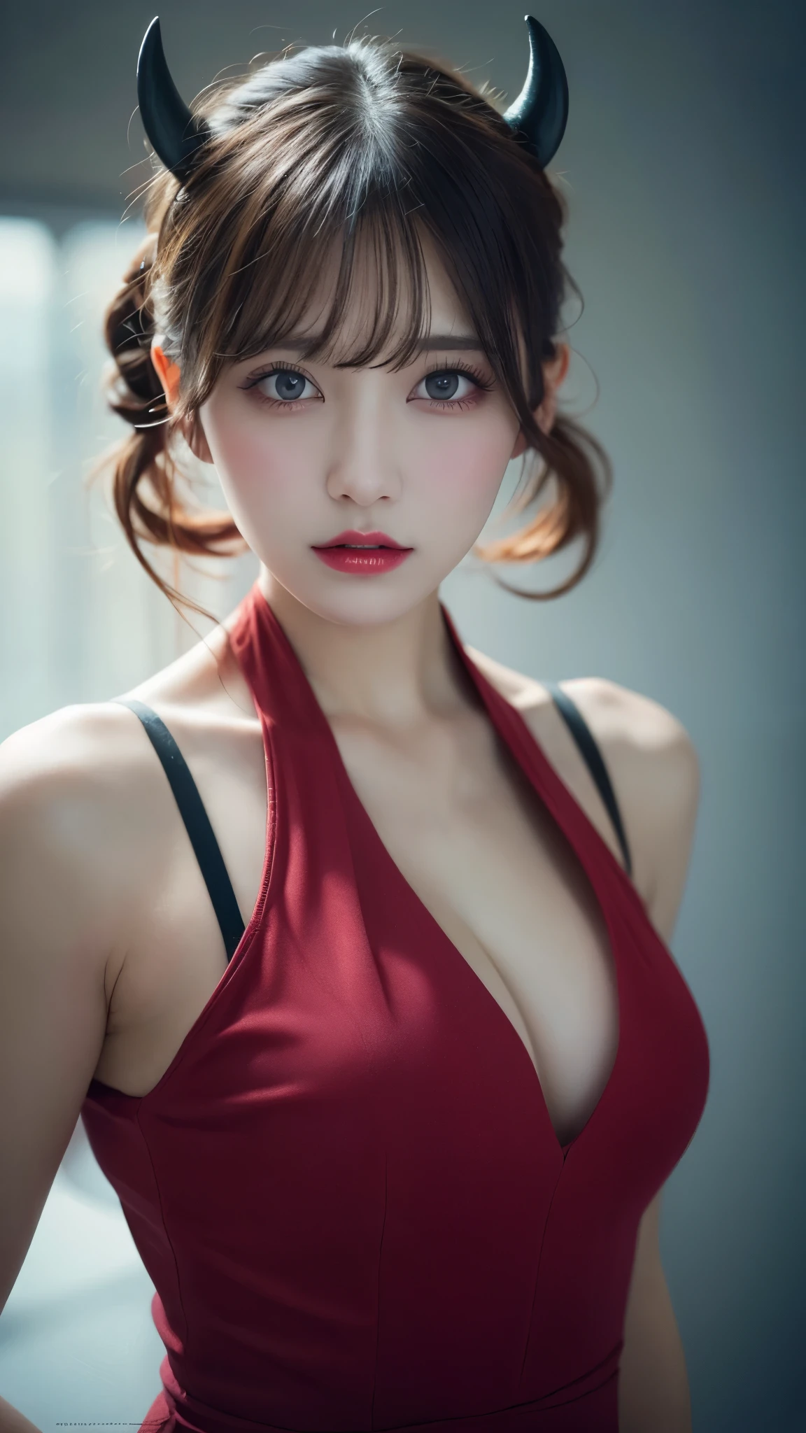 highest quality, shape, Very detailed, In detail, High resolution, 8k wallpaper, Perfect dynamic composition, Beautiful details, dress,Random Hairstyles, Perfect Anatomy，Center of chest, Natural color lip, Random sexy poses,Woman with perfect body，(devil:1.3)