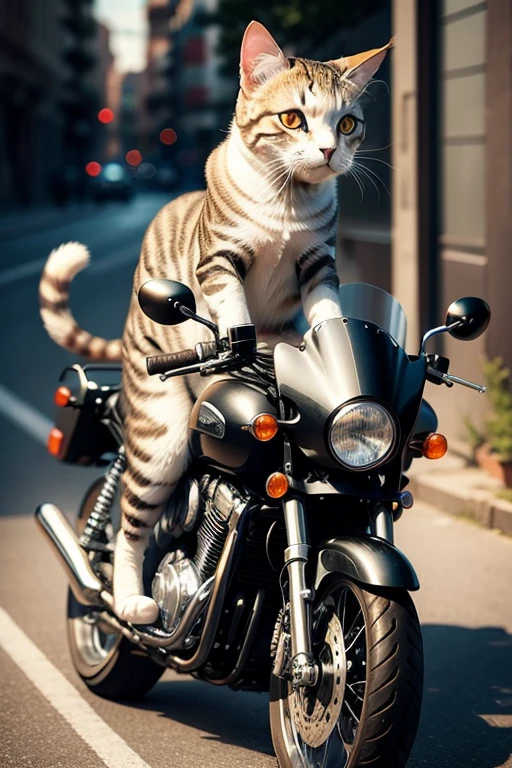 Cat on a motorcycle