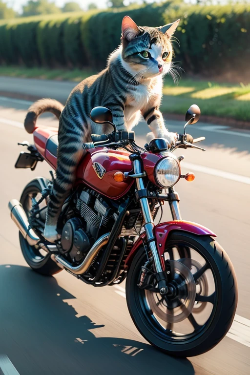 Cat on a motorcycle