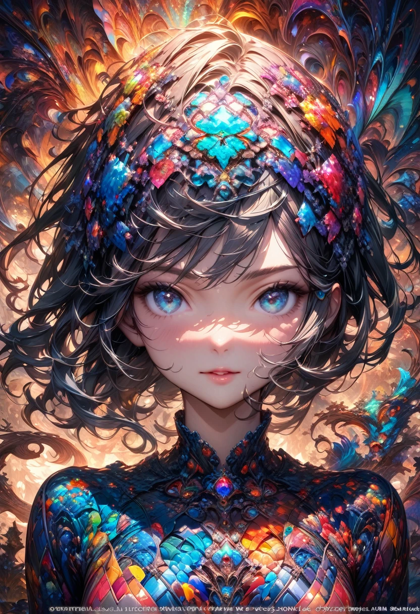 (masterpiece, top quality, Best quality, official art, Beautiful and aesthetically pleasing:1.2), (1 Girl),Upper body, extremely detailed,(fractal art:1.3),Colorful,as detailed as possible