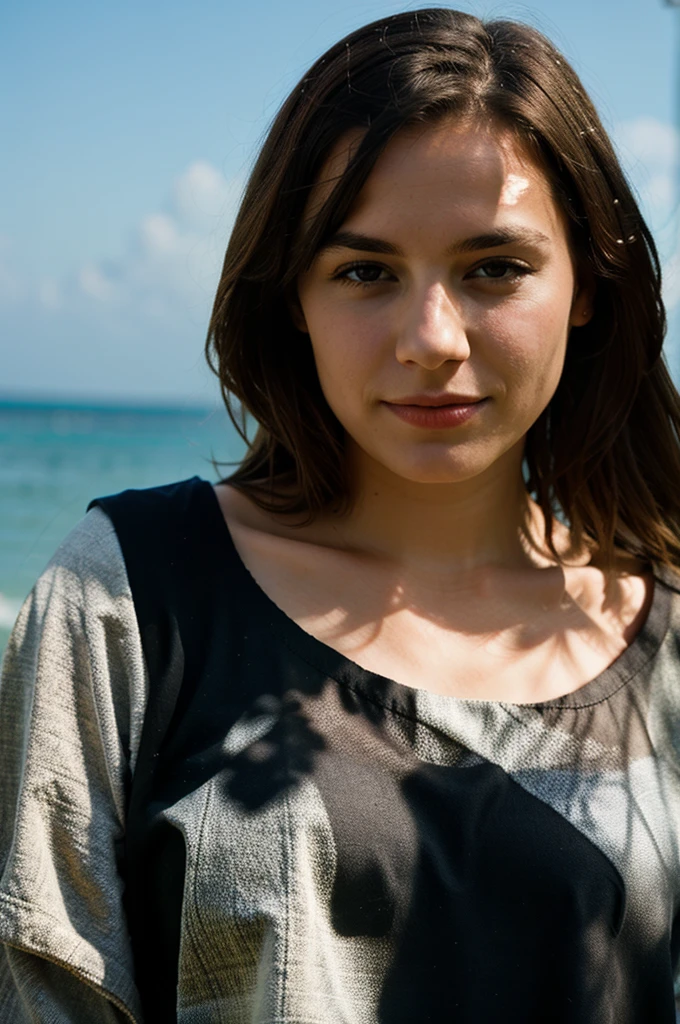 photographie d&#39;une femme brune , (Expression faciale heureuse ), Textured skin, chair de poule, cheveux afro blonds, chemise en flanelle à carreaux avec un jean boyfriend vieilli, tournage d&#39;un cow-boy, dark and mysterious cave with unique rock formations and hidden wonders, Des yeux parfaits, (Aux chandelles,clair-obscur), Support 160 couleurs, shot on ARRI ALEXA 65, Bokeh, mise au point nette sur le sujet, tourné par Don McCullin