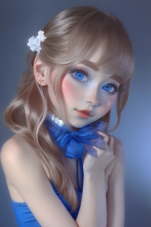 highest quality、One Girl、blue eyes、Young realistic anime girl、Realistic anime art style、Captivating look 、8hair
