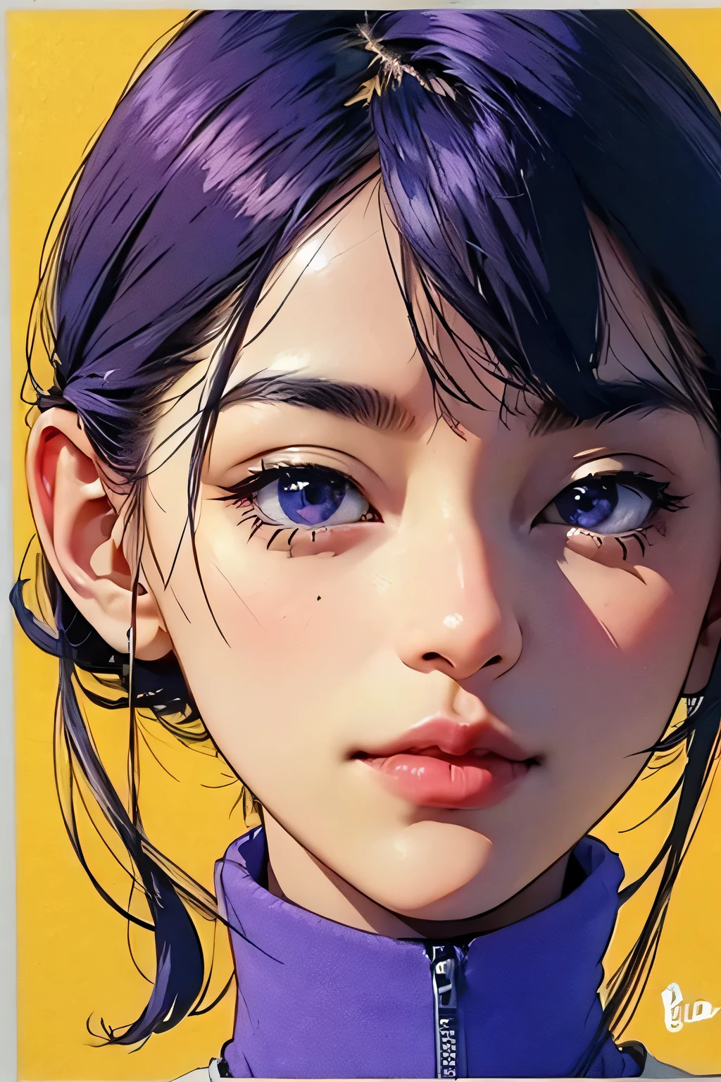 1girl, yellow purple