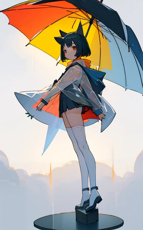 Dog ears, cropped shoulders,White knee-length stockings,Superskirt,perfect body figure,Sweaters,see-through raincoat,plumw
