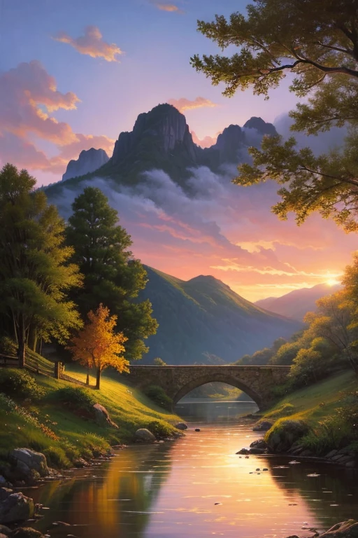 highest quality、Landscape painting、Twilight、Sentimental atmosphere
