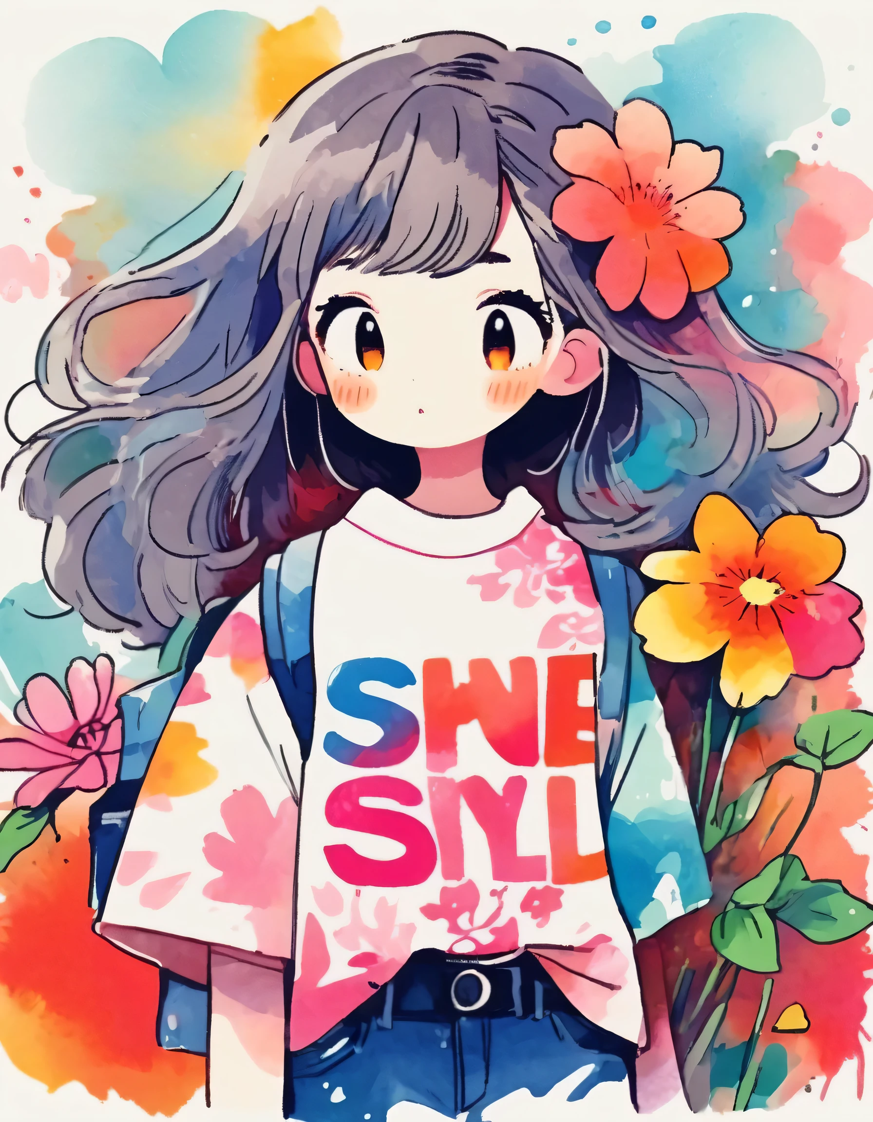 Momoko Sakura Style、(((stylish fashion))), 8K Quality、Intense watercolor, Detailed watercolor art, Watercolor splash, Surreal, avant-garde pop art, Beautiful and expressive paintings, Beautiful artwork illustration, Very colorful tones, wonderful, Cool beauty, highest quality、Official Art, Vector art, Stylish design, (((The most beautiful girl))), (((chibi))), (((highest quality))), HDR, ((detailed)), (((Doodle Art)), ((masterpiece)), ((Super detailed)), (((Colorful flowers))),(((Stylish)))