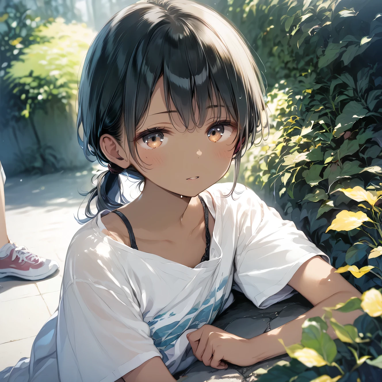 score_9, score_8_up, score_7_up, source_anime, best quality, masterpiece, absurdres, highres, break,1boy, 1girl, tomboy, dark-skinned female,short hair, low ponytail, outdoors, break,(beautiful illustration:1.2),very high resolution, very aesthetic,(Detailed Lighting), super detailed skin, Best sexual lighting powered by famous artist, 8k,ero picture,beauty illustration,photoshop_(medium),uncensored,
break,ake, uvy, fyx, zzp, yok,