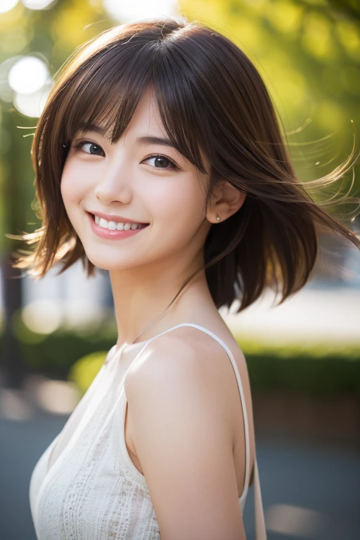 floating hair, smile, light smile, depth of field, UHD, masterpiece, anatomically correct, best quality