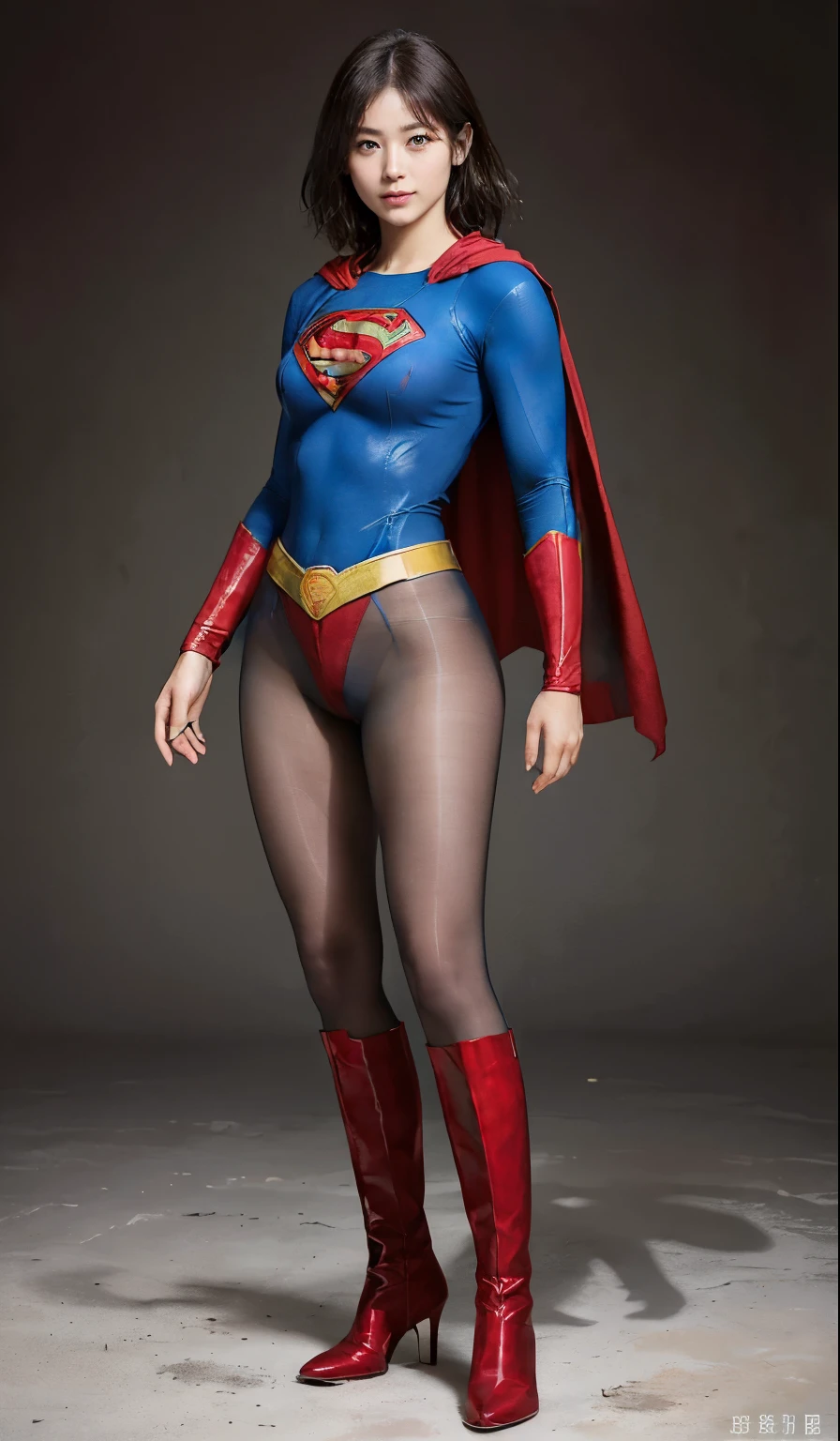 No background、(((Beautiful legs in black tights.)))、(((Legally express the beauty of your smile)))、((((Make the most of your original images)))、(((Body-fitting Supergirl costume)))、(((Supergirl Costume)))、(((Short beautiful hair)))、(((suffering)))、(((Please wear black tights....、Wear red boots)))、((Best image quality、8k))、((highest quality、8k、masterpiece:1.3))、(((Preserve background )))、Sharp focus:1.2、Beautiful woman with perfect figure:1.4、Slim Abs:1.2、Wet body:1.5、Highly detailed face and skin texture、8k