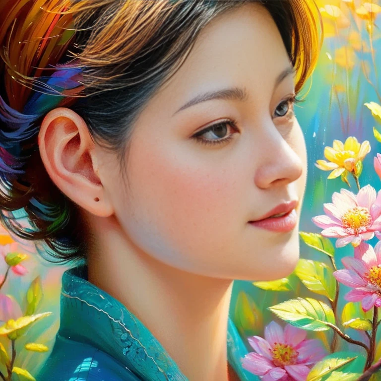 Highest quality, 8k, detailed, 
　High resolution,beautiful,
　Delicate,Highest quality,
　Ultra-realistic,High resolution,
　detailed,Highest detail,
　The color is not faded,
　Vivid colors,Woman painting a landscape、painter、Beautiful 40 year old mature woman、