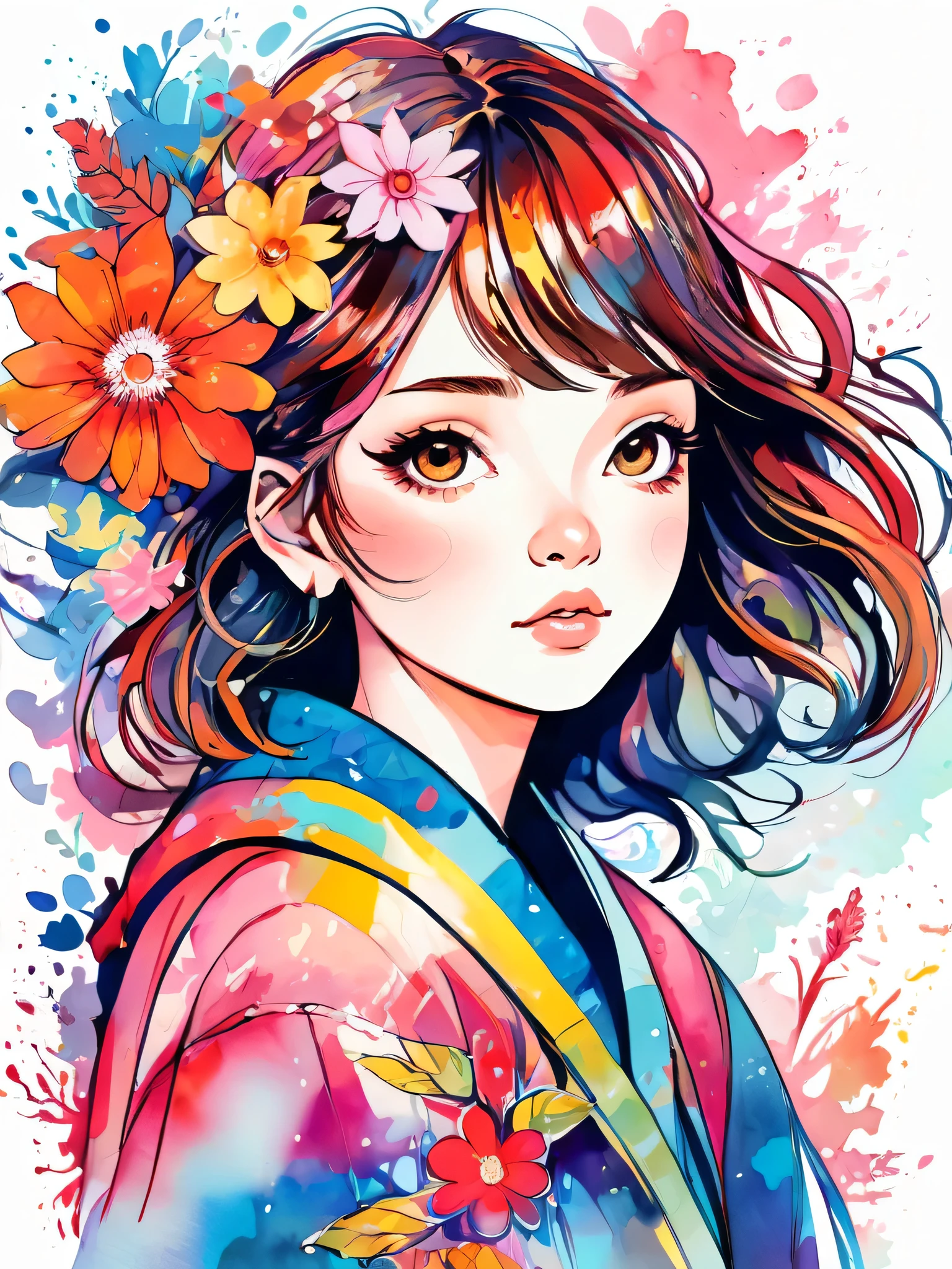 absurdres, highres, ultra detailed, (1girl:1.3), kawaii
BREAK
Momoko Sakura Style、(((stylish fashion))), 8K Quality、Intense watercolor, Detailed watercolor art, Watercolor splash, Surreal, avant-garde pop art, Beautiful and expressive paintings, Beautiful artwork illustration, Very colorful tones, wonderful, Cool beauty, highest quality、Official Art, Vector art, Stylish design, (((The most beautiful girl))), (((chibi))), (((highest quality))), HDR, ((detailed)), (((Doodle Art)), ((masterpiece)), ((Super detailed)), (((Colorful flowers))),(((Stylish)))