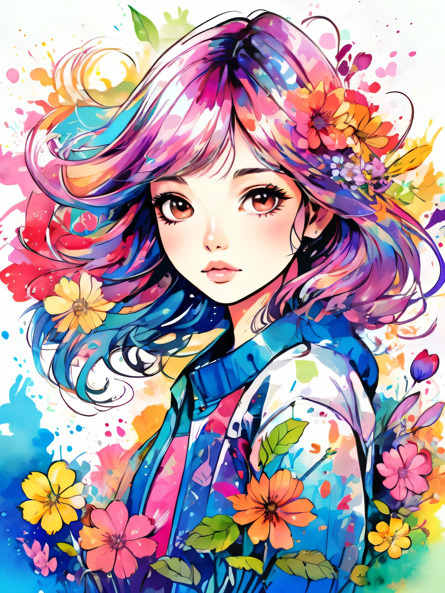absurdres, highres, ultra detailed, (1girl:1.3), kawaii
BREAK
Momoko Sakura Style、(((stylish fashion))), 8K Quality、Intense watercolor, Detailed watercolor art, Watercolor splash, Surreal, avant-garde pop art, Beautiful and expressive paintings, Beautiful artwork illustration, Very colorful tones, wonderful, Cool beauty, highest quality、Official Art, Vector art, Stylish design, (((The most beautiful girl))), (((chibi))), (((highest quality))), HDR, ((detailed)), (((Doodle Art)), ((masterpiece)), ((Super detailed)), (((Colorful flowers))),(((Stylish)))