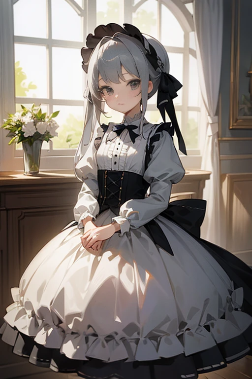 Gray Hair、cute、beautiful、ta Costume、Masterpiece、highest quality、