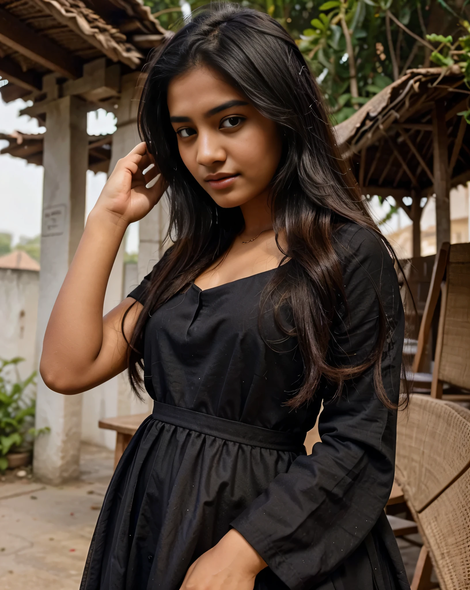 hight definitely, 12 years old beautiful girl, long black hair, innocent,short stylish dress, Sri Lankan, medium breasts.